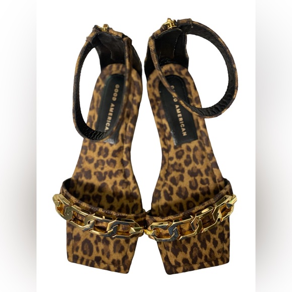 Good American | Size 6.5 Leopard Print Square Toe Sandal - Picture 3 of 7